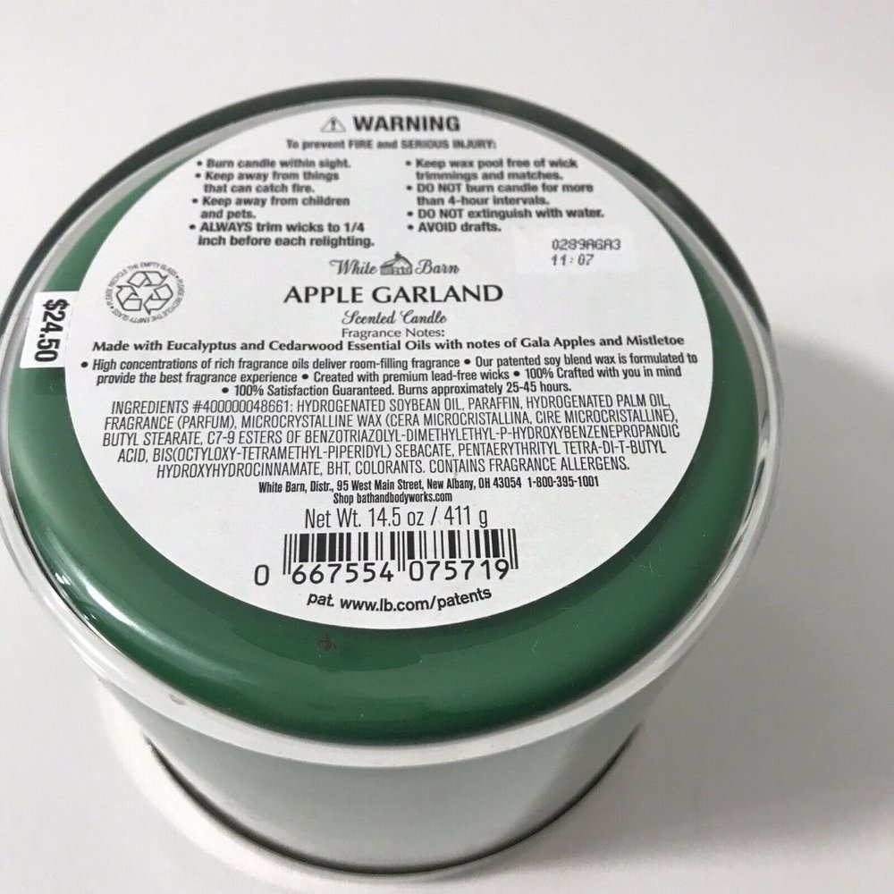 BATH & BODY WORKS APPLE GARLAND LARGE CANDLE - Picture 3 of 3